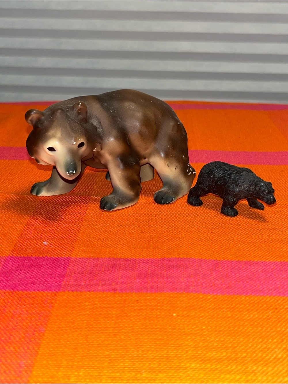 Two Vintage Brown Bear Figurines
